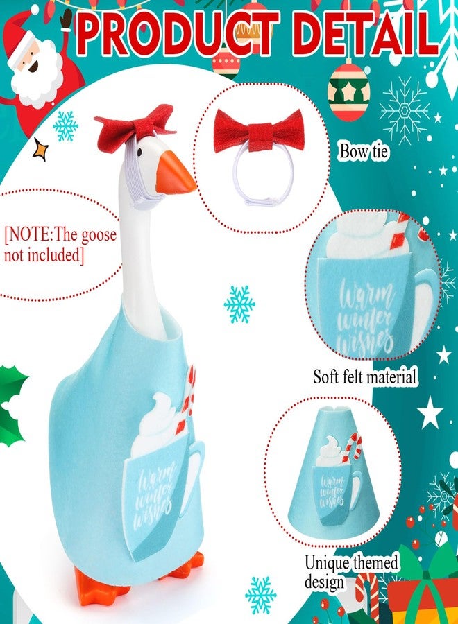 Shinylin 1 Set Christmas Mini Desk Goose Outfit Xmas Gift 7'' Mini Goose Costume Hat and Xmas Clothes Winter Table Key Holder Decor for Magnetic Duck Statue Desk Key Holder (Blue) - Image 3